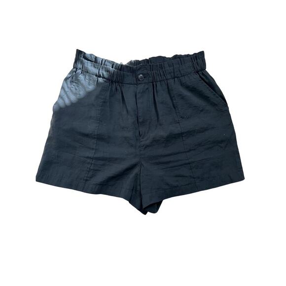 Madewell Pants - Madewell Black Stretch Paper Bag Waistband Shorts Sz L
